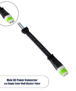 GLOBOSTAR® WWCONNECTOR 90713 2 Pin Σύνδεσμος Τροφοδοσίας για Wall Washers & Προβολείς με Είσοδο 2 x 0.5mm2 & Έξοδο 1 x Αρσενικό Βύσμα Αδιάβροχο IP65 - Μαύρο - Μ15.5 x Π1.5 x Υ1.2cm