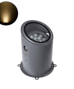 GloboStar® FLOOD-MILO 90734 Κινούμενος Προβολέας - Σποτ Φωτισμού Wall Washer για Φωτισμό Κτιρίων LED 12W 1080lm 10° AC 220-240V Αδιάβροχο IP67 Φ17 x Υ26cm Θερμό Λευκό 2700K - Γκρι Ανθρακί - 3 Χρόνια Εγγύηση