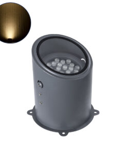 GloboStar® FLOOD-MILO 90737 Κινούμενος Προβολέας - Σποτ Φωτισμού Wall Washer για Φωτισμό Κτιρίων LED 24W 2160lm 10° AC 220-240V Αδιάβροχο IP67 Φ22 x Υ30cm Θερμό Λευκό 2700K - Γκρι Ανθρακί - 3 Χρόνια Εγγύηση