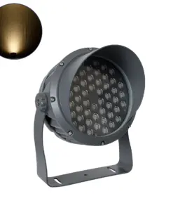GLOBOSTAR® FLOODIMO 90743 Προβολέας Σποτ Wall Washer με Αντιθαμβωτική Γρίλια LED 54W 4860lm 10° AC 220-240V Αδιάβροχο IP67 Θερμό Λευκό 2700K - Bridgelux SMD Chip - Γκρι Ανθρακί - Μ26 x Π28 x Υ35cm - 3 Χρόνια Εγγύηση