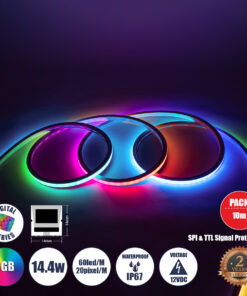GLOBOSTAR® NEONIO-A 90753 Ψηφιακή Pixel Addressable Ταινία Neon Flex LED 14.4W/m 864lm/m 90° DC 12V Αδιάβροχο IP65 60 x SMD5050 Chip/m 20 x Pixel/m Πολύχρωμο RGB Dimmable SPI/TTL Protocol IC SM16703P/WS2811/WS2812 - Sanan SMD Chip - Μ1000 x Π1.4 x Υ1.4cm - Ρολό 10 Μέτρων - 3 Χρόνια Εγγύηση