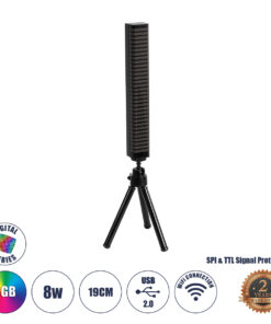 GLOBOSTAR® DIGICOLUMN 90761 Μοντέρνο Επιτραπέζιο Γραμμικό Ψηφιακό Φωτιστικό Digital Pixel Symphony Bar με RF Ασύρματο Χειριστήριο LED 8W 640lm 90° DC 5V με USB 2.0 IP20 Πολύχρωμο RGB Dimmable - Μαύρο - Μ3.4 x Π2.5 x Υ122cm - 2 Χρόνια Εγγύηση