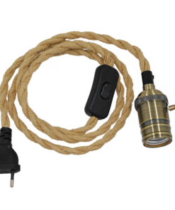 GLOBOSTAR® WHIP 91041 Μοντέρνο DIY Φωτιστικό με Πλεκτό Καλώδιο, Ντουί 1 x E27, Διακόπτη On/Off & Πρίζα AC 220-240V IP20 - Μπεζ & Μπρούτζινο - Μ150 x Π5.8 x Υ5.8cm