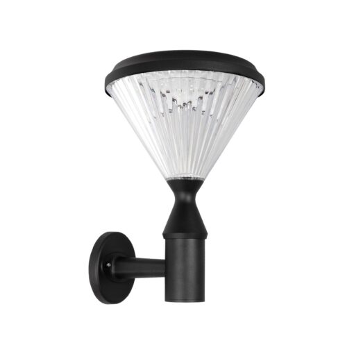 GLOBOSTAR® SOLARTIS 90527 Μοντέρνο Φωτιστικό Τοίχου – Απλίκα LED 10W 1000lm 180° με Ενσωματωμένο Φωτοβολταϊκό Panel 6V 5W & Επαναφορτιζόμενη Μπαταρία Li-ion 3.2V 6000mAh με Αισθητήρα Ημέρας-Νύχτας Αδιάβροχο IP65 Ψυχρό Λευκό 6000K – Sanan SMD Chip – Μαύρο – Μ26.5 x Π30 x Υ40cm – 2 Χρόνια Εγγύηση