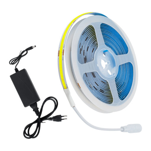 GLOBOSTAR® COBWAVE 70417 Σετ Ταινίας με Τροφοδοτικό LED 48W 5280lm 120° AC 220-240V IP20 1540 x COB Chip Ψυχρό Λευκό 6000K – Sanan COB Chip – Μ500 x Π1 x Υ0.2cm – Ρολό 5 Μέτρων – 2 Χρόνια Εγγύηση