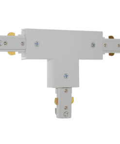GloboStar S-40049 Διφασικός Connector 3 Καλωδίων Συνδεσμολογίας Ταφ (Τ) για Λευκή Ράγα Οροφής