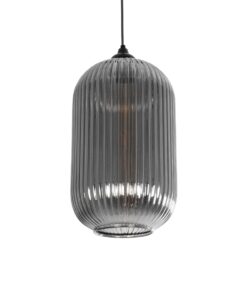 GLOBOSTAR® MELONI 206-0018 Μοντέρνο Κρεμαστό Φωτιστικό Οροφής με Ντουί 1 x E27 AC 220-240V IP20 – Μαύρο Φιμέ – Μ20 x Π20 x Υ38cm