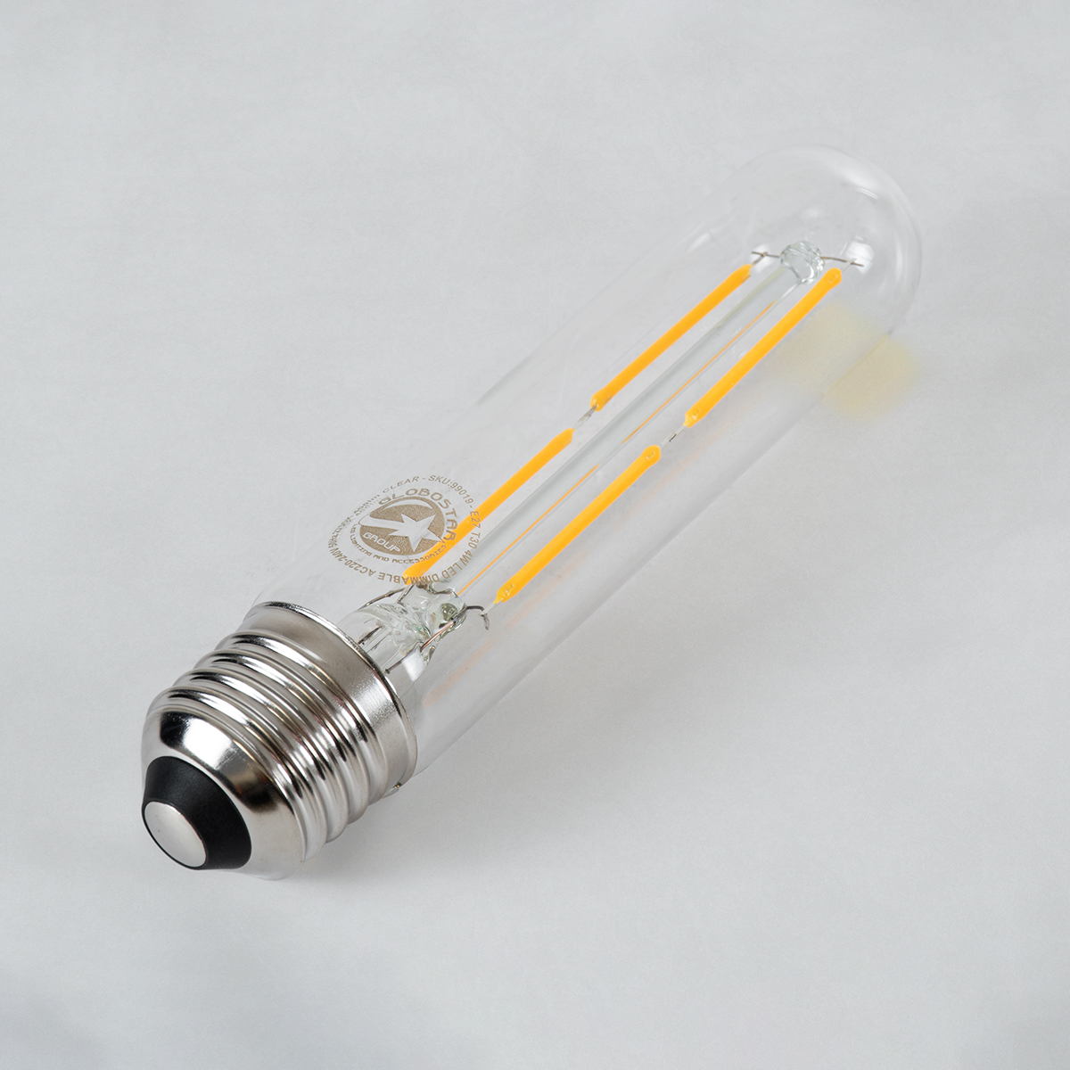 GLOBOSTAR® TUBIS 99019 Λάμπα Σωλήνας E27 T30 LED 4W 400lm 360° AC 220-240V IP20 Θερμό Λευκό 2700K Dimmable - Long Filament Chip - Διάφανο - Μ3 x Π3 x Υ13.5cm - 3 Χρόνια Εγγύηση - Image 4