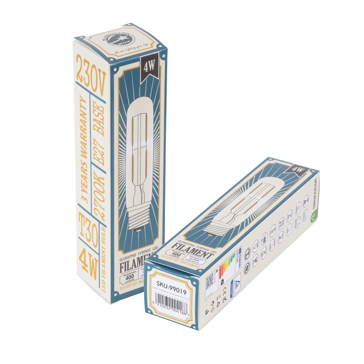 GLOBOSTAR® TUBIS 99019 Λάμπα Σωλήνας E27 T30 LED 4W 400lm 360° AC 220-240V IP20 Θερμό Λευκό 2700K Dimmable - Long Filament Chip - Διάφανο - Μ3 x Π3 x Υ13.5cm - 3 Χρόνια Εγγύηση - Image 6
