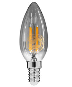 GLOBOSTAR® CANDLE 99061 Λάμπα Κεράκι E14 C35 LED 4W 400lm 360° AC 220-240V IP20 Θερμό Λευκό 2700K Dimmable - Filament Chip - Μαύρο Φιμέ - Μ3.5 x Π3.5 x Υ9.8cm - 3 Χρόνια Εγγύηση