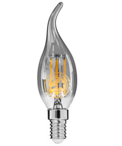 GLOBOSTAR® CANDLE 99062 Λάμπα Κεράκι E14 C35T LED 4W 400lm 360° AC 220-240V IP20 Θερμό Λευκό 2700K Dimmable - Filament Chip - Μαύρο Φιμέ - Μ3.5 x Π3.5 x Υ12cm - 3 Χρόνια Εγγύηση