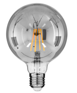 GLOBOSTAR® BUBBLE 99073 Λάμπα E27 G125 LED 8W 800lm 360° AC 220-240V IP20 Θερμό Λευκό 2700K Dimmable - Long Filament Chip - Μαύρο Φιμέ - Μ12.5 x Π12.5 x Υ17.8cm - 3 Χρόνια Εγγύηση