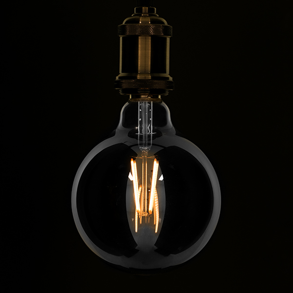 GLOBOSTAR® BUBBLE 99073 Λάμπα E27 G125 LED 8W 800lm 360° AC 220-240V IP20 Θερμό Λευκό 2700K Dimmable - Long Filament Chip - Μαύρο Φιμέ - Μ12.5 x Π12.5 x Υ17.8cm - 3 Χρόνια Εγγύηση - Image 2