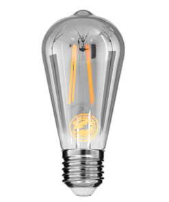 GLOBOSTAR® PEAR 99077 Λάμπα E27 ST64 LED 10W 1000lm 360° AC 220-240V IP20 Θερμό Λευκό 2700K Dimmable - Long Filament Chip - Μαύρο Φιμέ - Μ6.4 x Π6.4 x Υ14.5cm - 3 Χρόνια Εγγύηση