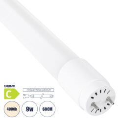 GLOBOSTAR® TUBOR 99100 Λάμπα T8 G13 Τύπου Φθορίου 60cm LED 9W 1530lm 300° AC 220-240V IP20 Φυσικό Λευκό 4500K - Lumileds SMD Chip - Λευκό Γαλακτερό - Μ2.6 x Π2.6 x Υ60cm - 3 Χρόνια Εγγύηση