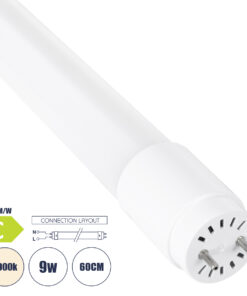 GLOBOSTAR® TUBOR 99100 Λάμπα T8 G13 Τύπου Φθορίου 60cm LED 9W 1530lm 300° AC 220-240V IP20 Φυσικό Λευκό 4500K - Lumileds SMD Chip - Λευκό Γαλακτερό - Μ2.6 x Π2.6 x Υ60cm - 3 Χρόνια Εγγύηση