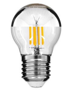GLOBOSTAR® SPHERE 99102 Λάμπα E27 G45 LED 4W 440lm 320° AC 220-240V IP20 Θερμό Λευκό 2700K Dimmable - Filament Chip - Διάφανο με Ανεστραμμένο Καθρέπτη Νίκελ Χρώμιο - Μ4.5 x Π4.5 x Υ7.7cm - 3 Χρόνια Εγγύηση