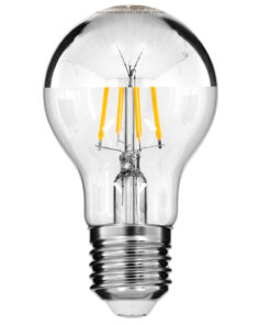 GLOBOSTAR® GLOBE 99103 Λάμπα E27 A60 LED 8W 880lm 320° AC 220-240V IP20 Θερμό Λευκό 2700K Dimmable - Filament Chip - Διάφανο με Ανεστραμμένο Καθρέπτη Νίκελ Χρωμίο - Μ6 x Π6 x Υ11cm - 3 Χρόνια Εγγύηση