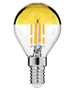 GLOBOSTAR® SPHERE 99105 Λάμπα E14 G45 LED 4W 420lm 320° AC 220-240V IP20 Ultra Θερμό Λευκό 2200K Dimmable – Filament Chip – Διάφανο με Χρυσό Ανεστραμμένο Καθρέπτη – Μ4.5 x Π4.5 x Υ8.1cm – 3 Χρόνια Εγγύηση