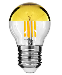 GLOBOSTAR® SPHERE 99106 Λάμπα E27 G45 LED 4W 420lm 320° AC 220-240V IP20 Ultra Θερμό Λευκό 2200K Dimmable - Filament Chip - Διάφανο με Χρυσό Ανεστραμμένο Καθρέπτη - Μ4.5 x Π4.5 x Υ7.7cm - 3 Χρόνια Εγγύηση
