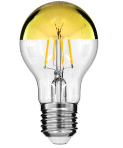 GLOBOSTAR® GLOBE 99107 Λάμπα E27 A60 LED 8W 840lm 320° AC 220-240V IP20 Ultra Θερμό Λευκό 2200K Dimmable - Filament Chip - Διάφανο με Χρυσό Ανεστραμμένο Καθρέπτη - Μ6 x Π6 x Υ11cm - 3 Χρόνια Εγγύηση