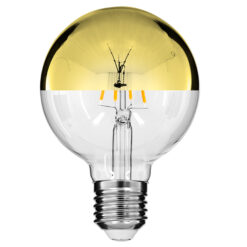 GLOBOSTAR® BUBBLE 99108 Λάμπα E27 G80 LED 4W 400lm 320° AC 220-240V IP20 Ultra Θερμό Λευκό 2200K Dimmable - Filament Chip - Διάφανο με Χρυσό Ανεστραμμένο Καθρέπτη - Μ8 x Π8 x Υ12.5cm - 3 Χρόνια Εγγύηση