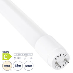 GLOBOSTAR® TUBOR 99113 Λάμπα T8 G13 Τύπου Φθορίου 120cm LED 18W 3060lm 300° AC 220-240V IP20 Φυσικό Λευκό 4500K - Lumileds SMD Chip - Λευκό Γαλακτερό - Μ120 x Π2.6 x Υ2.6cm - 3 Χρόνια Εγγύηση