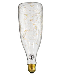 GLOBOSTAR® DECOBOTTLE 99221 Λάμπα E27 DBC80 LED 3W 240lm 360° AC 220-240V IP20 Θερμό Λευκό 2700K - Copper String Chip - Διάφανο - Μ8 x Π8 x Υ23cm - 3 Χρόνια Εγγύηση