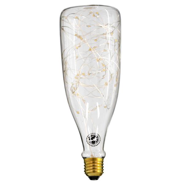 GLOBOSTAR® DECOBOTTLE 99221 Λάμπα E27 DBC80 LED 3W 240lm 360° AC 220-240V IP20 Θερμό Λευκό 2700K - Copper String Chip - Διάφανο - Μ8 x Π8 x Υ23cm - 3 Χρόνια Εγγύηση