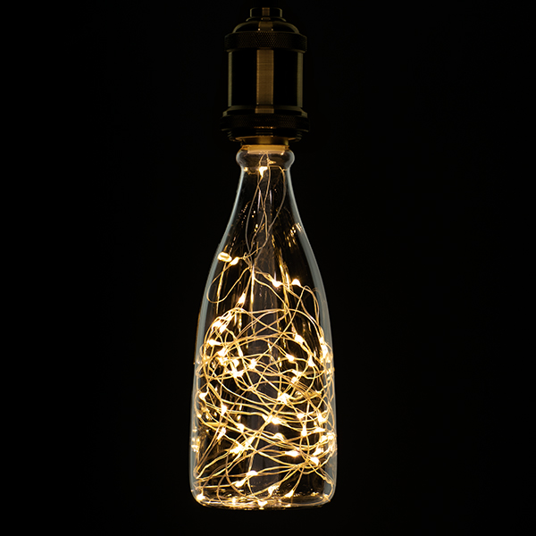 GLOBOSTAR® DECOBOTTLE 99221 Λάμπα E27 DBC80 LED 3W 240lm 360° AC 220-240V IP20 Θερμό Λευκό 2700K - Copper String Chip - Διάφανο - Μ8 x Π8 x Υ23cm - 3 Χρόνια Εγγύηση - Image 2