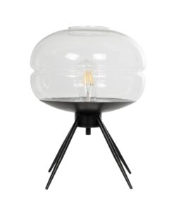 GLOBOSTAR® JAVAN 999-0036 Μοντέρνο Επιτραπέζιο Φωτιστικό Πορτατίφ με Ντουί 1 x E27 AC 220-240V IP20 – Διάφανο & Μαύρο – Μ30 x Π30 x Υ40cm