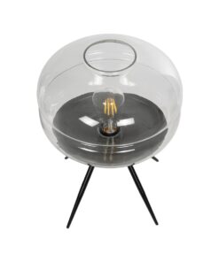 GLOBOSTAR® JAVAN 999-0036 Μοντέρνο Επιτραπέζιο Φωτιστικό Πορτατίφ με Ντουί 1 x E27 AC 220-240V IP20 – Διάφανο & Μαύρο – Μ30 x Π30 x Υ40cm