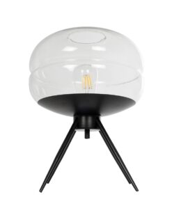 GLOBOSTAR® JAVAN 999-0036 Μοντέρνο Επιτραπέζιο Φωτιστικό Πορτατίφ με Ντουί 1 x E27 AC 220-240V IP20 – Διάφανο & Μαύρο – Μ30 x Π30 x Υ40cm