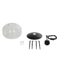 GLOBOSTAR® JAVAN 999-0036 Μοντέρνο Επιτραπέζιο Φωτιστικό Πορτατίφ με Ντουί 1 x E27 AC 220-240V IP20 – Διάφανο & Μαύρο – Μ30 x Π30 x Υ40cm