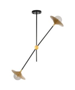 GLOBOSTAR® JOLIET 999-0043 Μοντέρνο Φωτιστικό Οροφής με Ντουί 2 x G9 AC 220-240V IP20 – Μαύρο & Χρυσό – Μ93 x Π20 x Υ106cm