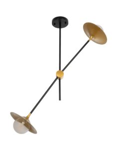 GLOBOSTAR® JOLIET 999-0043 Μοντέρνο Φωτιστικό Οροφής με Ντουί 2 x G9 AC 220-240V IP20 – Μαύρο & Χρυσό – Μ93 x Π20 x Υ106cm
