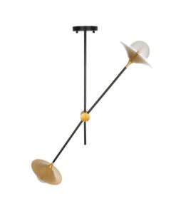 GLOBOSTAR® JOLIET 999-0043 Μοντέρνο Φωτιστικό Οροφής με Ντουί 2 x G9 AC 220-240V IP20 – Μαύρο & Χρυσό – Μ93 x Π20 x Υ106cm