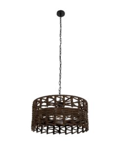 GLOBOSTAR® VERA 999-0069 Boho Κρεμαστό Φωτιστικό Οροφής με Ντουί 1 x E27 AC 220-240V IP20 – Καφέ – Μ50 x Π50 x Υ25cm