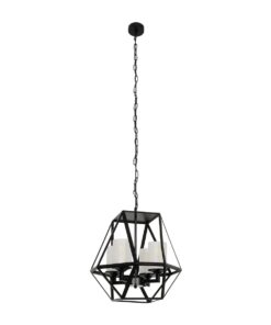GLOBOSTAR® DASTAR 999-0091 Vintage Κρεμαστό Φωτιστικό Οροφής με Ντουί 4 x E27 AC 220-240V IP20 – Μαύρο & Λευκό – Μ42 x Π42 x Υ43cm