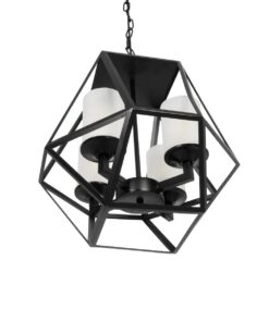 GLOBOSTAR® DASTAR 999-0091 Vintage Κρεμαστό Φωτιστικό Οροφής με Ντουί 4 x E27 AC 220-240V IP20 – Μαύρο & Λευκό – Μ42 x Π42 x Υ43cm
