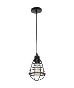 GLOBOSTAR® ALDO 999-0096 Vintage Κρεμαστό Φωτιστικό Οροφής με Ντουί 1 x E27 AC 220-240V IP20 – Μαύρο – Μ15 x Π15 x Υ24cm