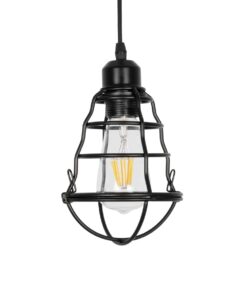 GLOBOSTAR® ALDO 999-0096 Vintage Κρεμαστό Φωτιστικό Οροφής με Ντουί 1 x E27 AC 220-240V IP20 – Μαύρο – Μ15 x Π15 x Υ24cm