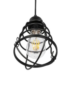 GLOBOSTAR® ALDO 999-0096 Vintage Κρεμαστό Φωτιστικό Οροφής με Ντουί 1 x E27 AC 220-240V IP20 – Μαύρο – Μ15 x Π15 x Υ24cm