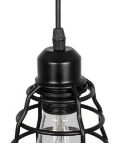 GLOBOSTAR® ALDO 999-0096 Vintage Κρεμαστό Φωτιστικό Οροφής με Ντουί 1 x E27 AC 220-240V IP20 – Μαύρο – Μ15 x Π15 x Υ24cm
