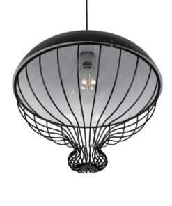 GLOBOSTAR® SOBRINO 999-0112 Vintage Κρεμαστό Φωτιστικό Οροφής με Ντουί 1 x E27 AC 220-240V IP20 – Μαύρο – Μ45 x Π45 x Υ45cm