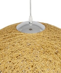 GLOBOSTAR® OCEANA 999-0155 Boho Κρεμαστό Φωτιστικό Οροφής με Ντουί 1 x E27 AC 220-240V IP20 – Μπεζ & Χρυσό – Μ60 x Π60 x Υ60cm