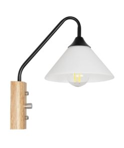 GLOBOSTAR® ALESSIA 999-0177 Μοντέρνο Φωτιστικό Τοίχου – Απλίκα με Ντουί 1 x E27 AC 220-240V IP20 – Μπεζ & Μαύρο – Μ18 x Π26 x Υ29cm