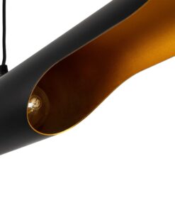 GLOBOSTAR® ESTERINA 999-0180 Μοντέρνο Κρεμαστό Φωτιστικό Οροφής με Ντουί 2 x E27 AC 220-240V IP20 – Μαύρο & Χρυσό – Μ100 x Π10 x Y10cm