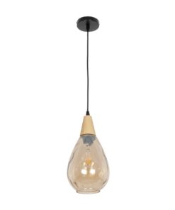 GLOBOSTAR® NOAH 999-0185 Μοντέρνο Κρεμαστό Φωτιστικό Οροφής με Ντουί 1 x E27 AC 220-240V IP20 – Μελί & Μπεζ – Μ16 x Π16 x Υ32cm