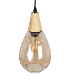 GLOBOSTAR® NOAH 999-0185 Μοντέρνο Κρεμαστό Φωτιστικό Οροφής με Ντουί 1 x E27 AC 220-240V IP20 – Μελί & Μπεζ – Μ16 x Π16 x Υ32cm